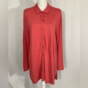 NWOT J. Jill pink button down tunic, XL